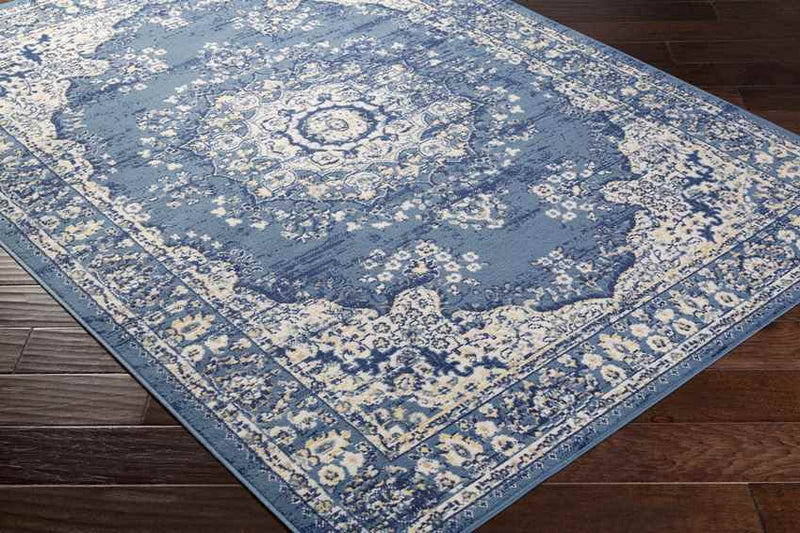 Leek Traditional Navy Area Rug