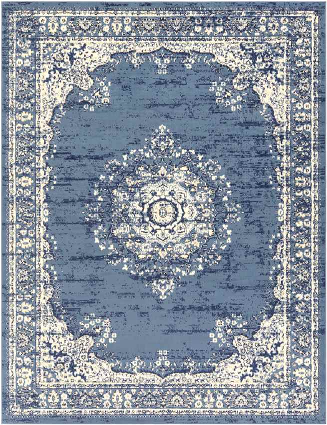 Leek Traditional Navy Area Rug