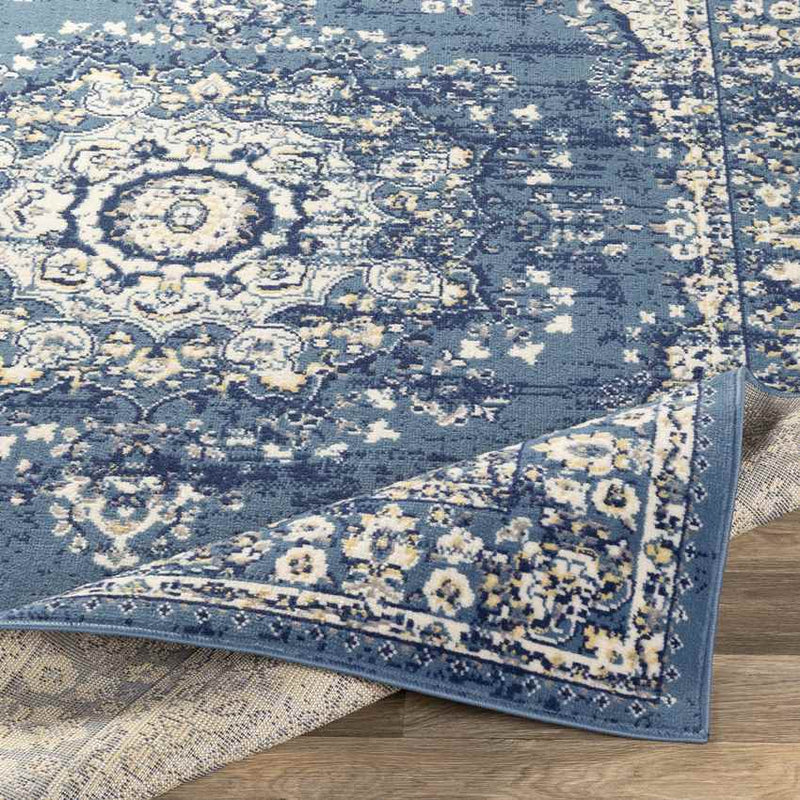 Leek Traditional Navy Area Rug