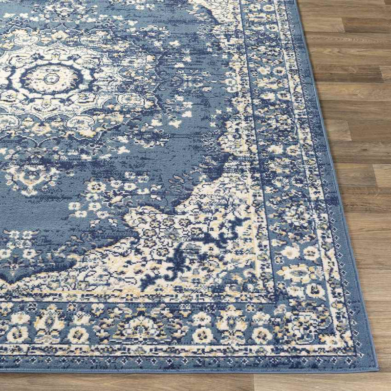 Leek Traditional Navy Area Rug