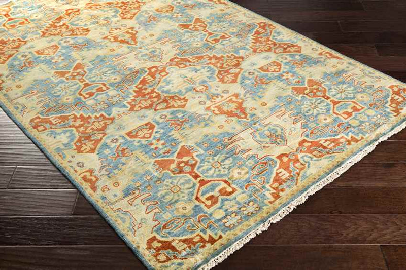 Luton Traditional Sky Blue Area Rug