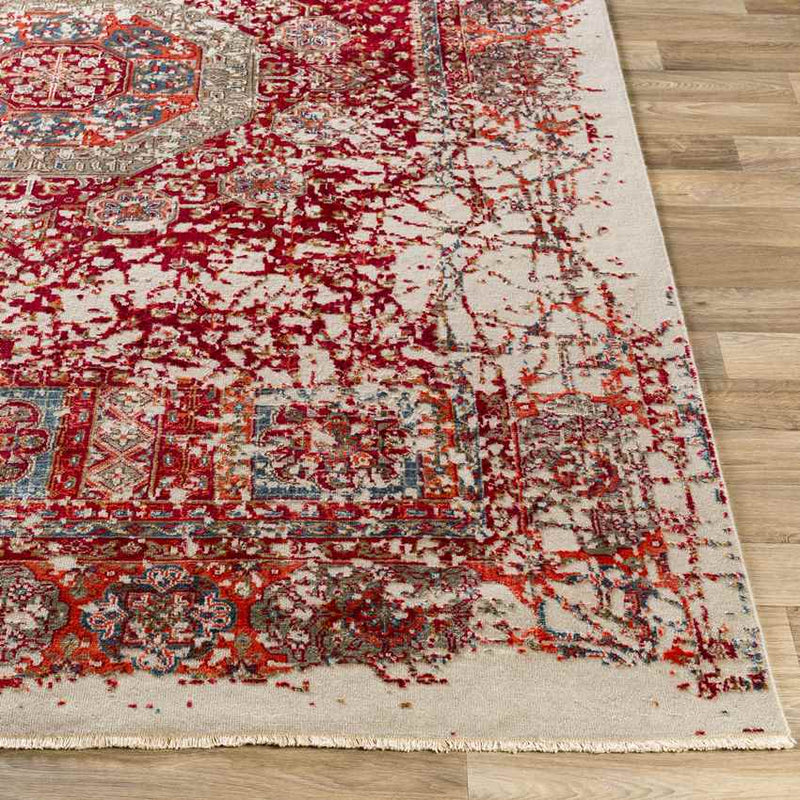 Newhaven Traditional Bright Red Area Rug