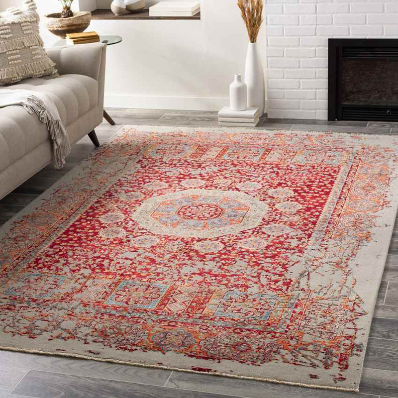 Newhaven Traditional Bright Red Area Rug