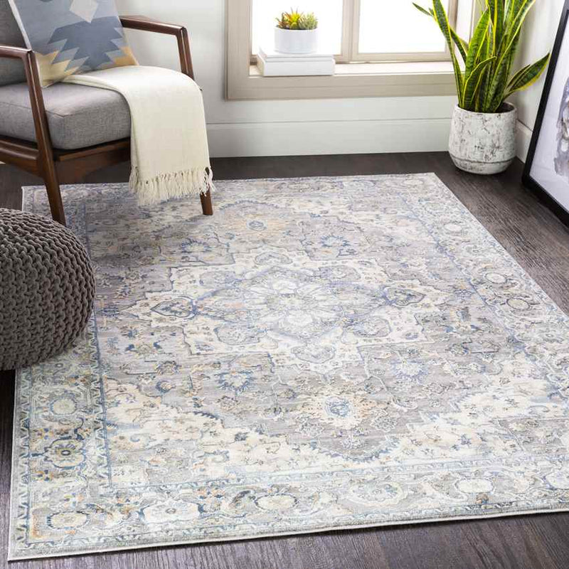 Raunds Traditional Dark Blue Area Rug