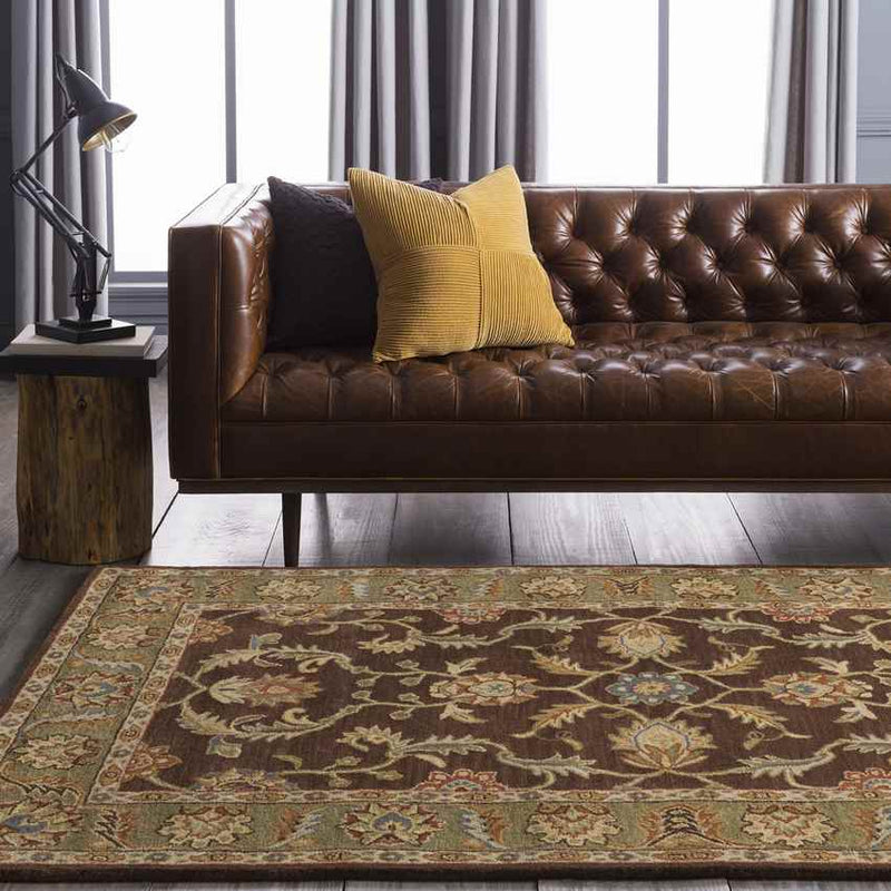 Daysland Traditional Dark Brown Area Rug