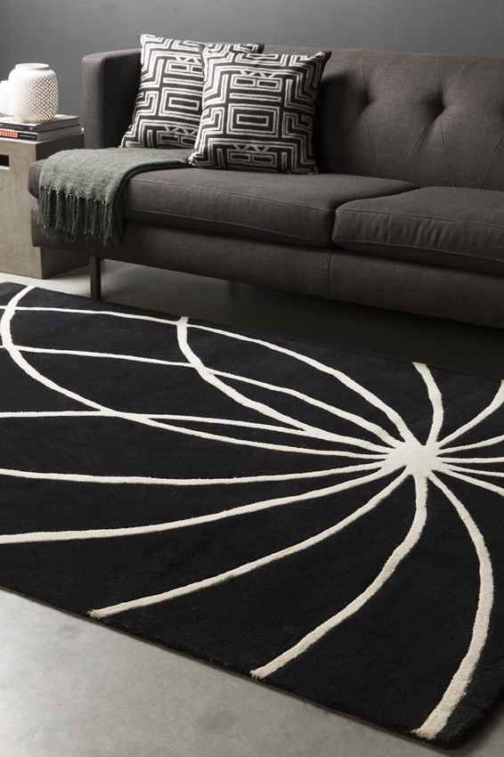 Falher Modern Black Area Rug