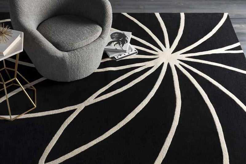 Falher Modern Black Area Rug