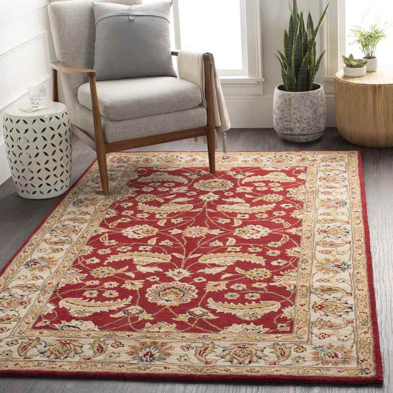 Cochrane Traditional Dark Red Area Rug