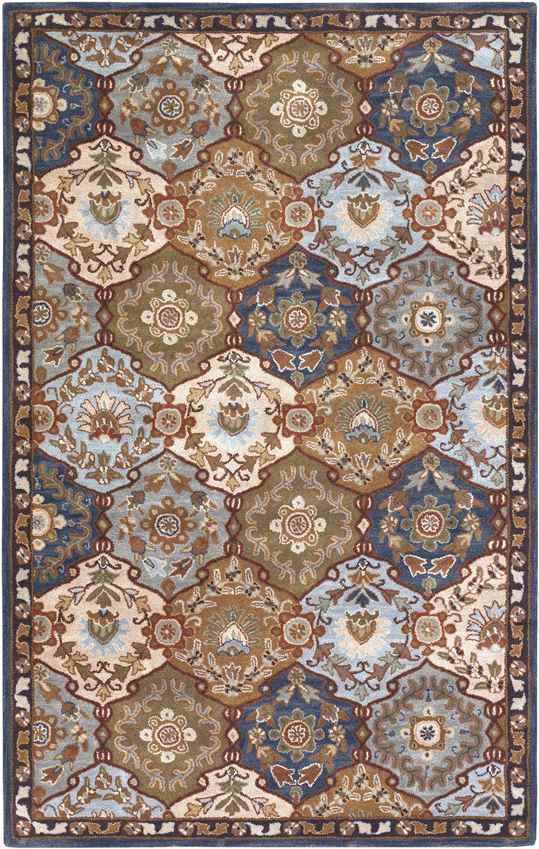 Hinton Traditional Dark Green Area Rug