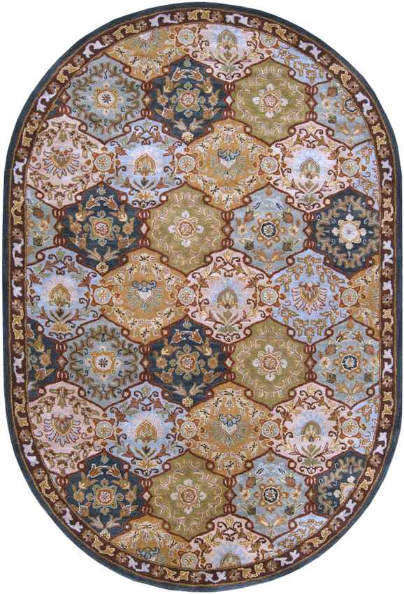 Hinton Traditional Dark Green Area Rug