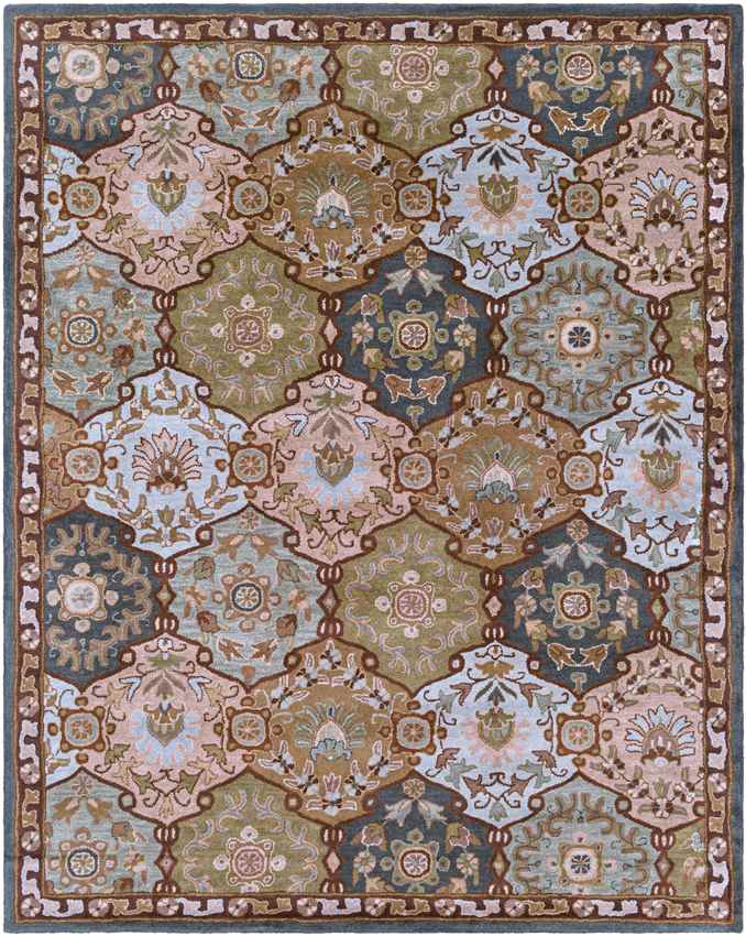 Hinton Traditional Dark Green Area Rug