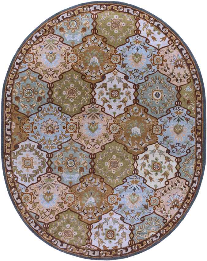 Hinton Traditional Dark Green Area Rug