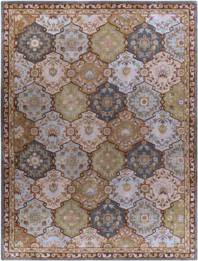 Hinton Traditional Dark Green Area Rug