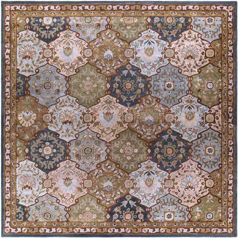 Hinton Traditional Dark Green Area Rug