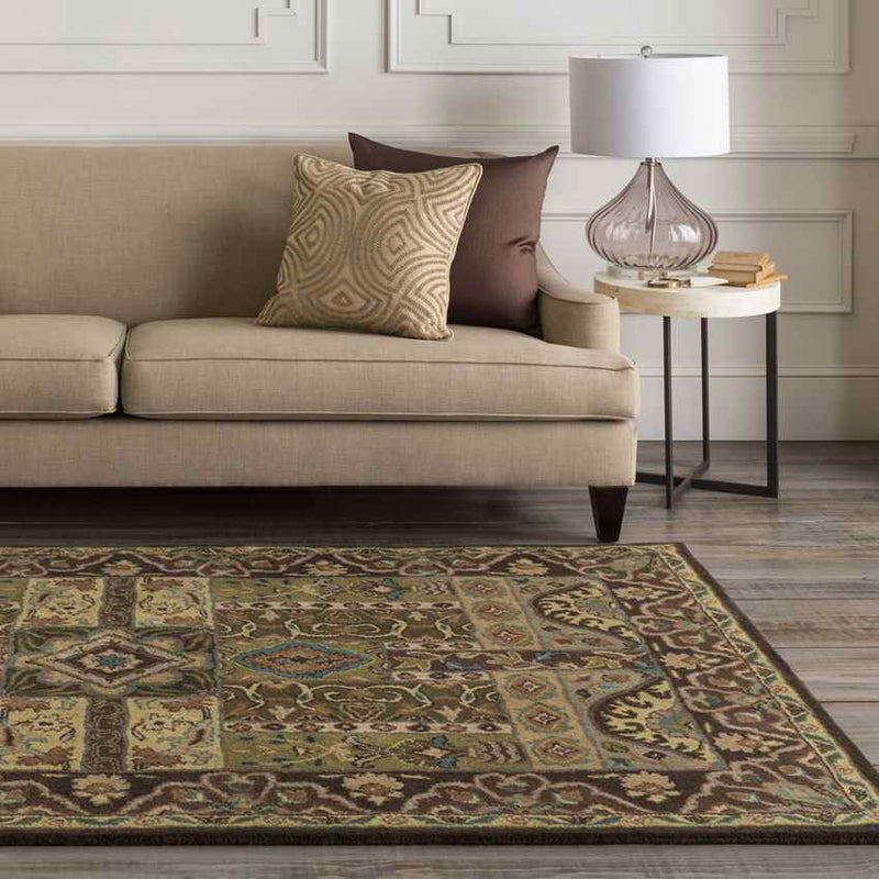 Legal Traditional Olive Area Rug