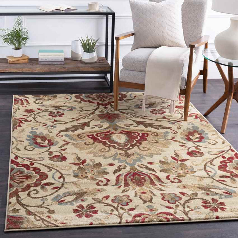 Stavely Traditional Dark Red Area Rug