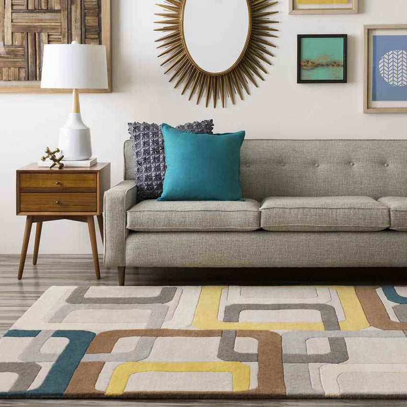 Tofield Modern Gray/Ivory/Mustard Area Rug