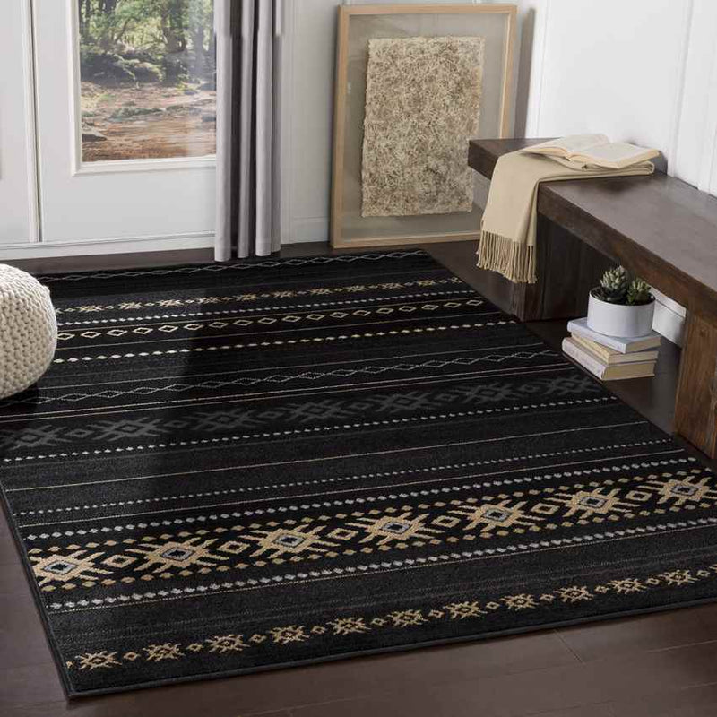 Creston Rustic Black Area Rug