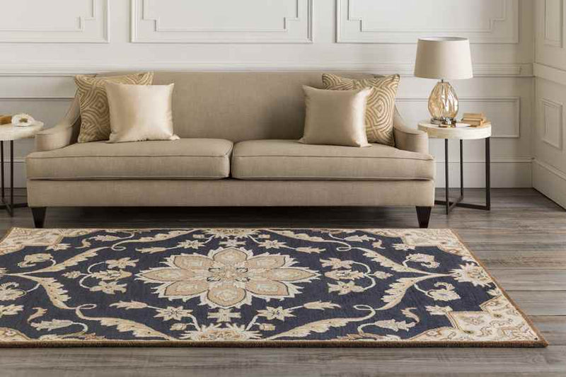 Carman Traditional Navy Area Rug