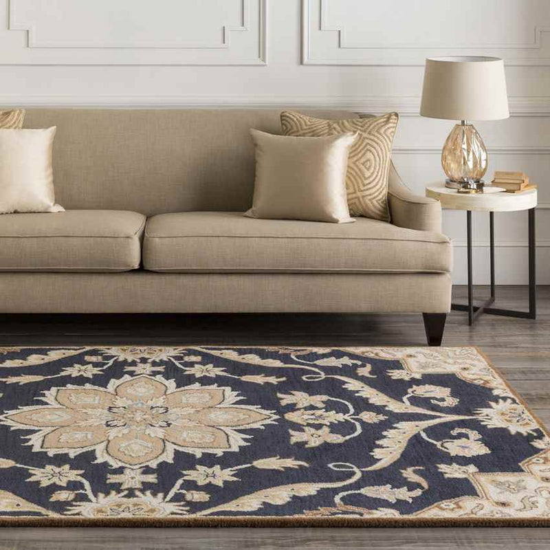 Carman Traditional Navy Area Rug