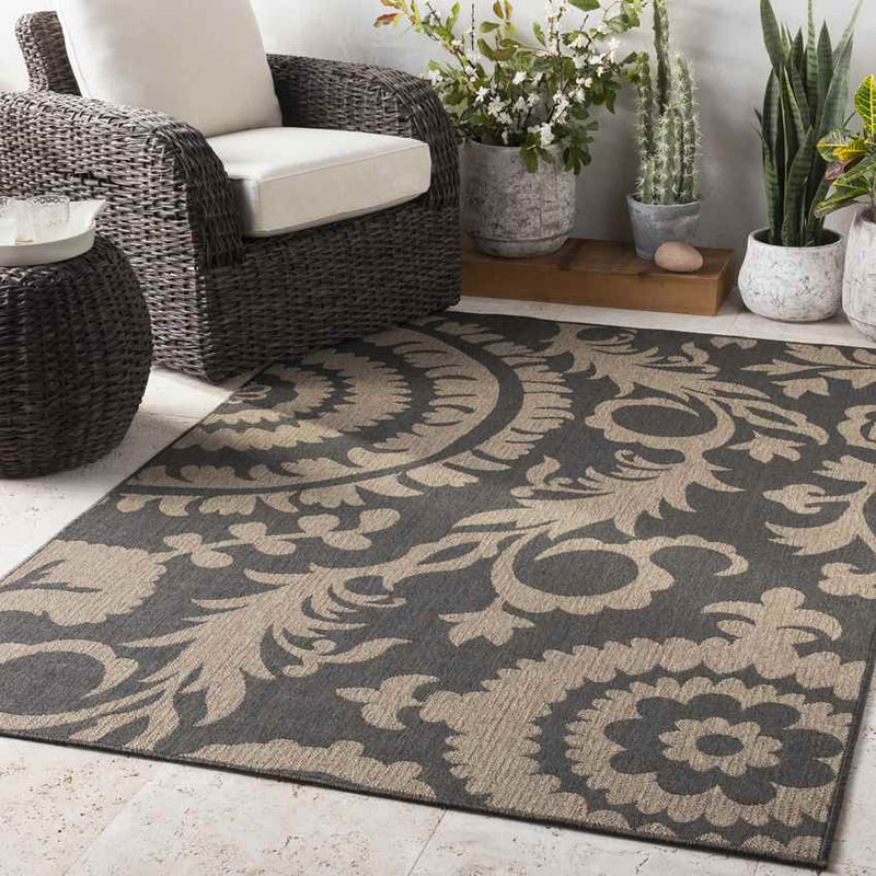 Nancy Cottage Medium Black Area Rug