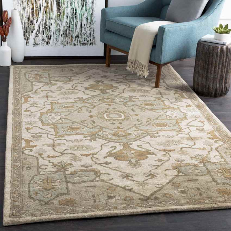 Roblin Traditional Khaki Area Rug