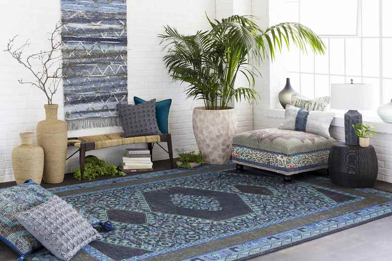 Scafati Traditional Navy Area Rug