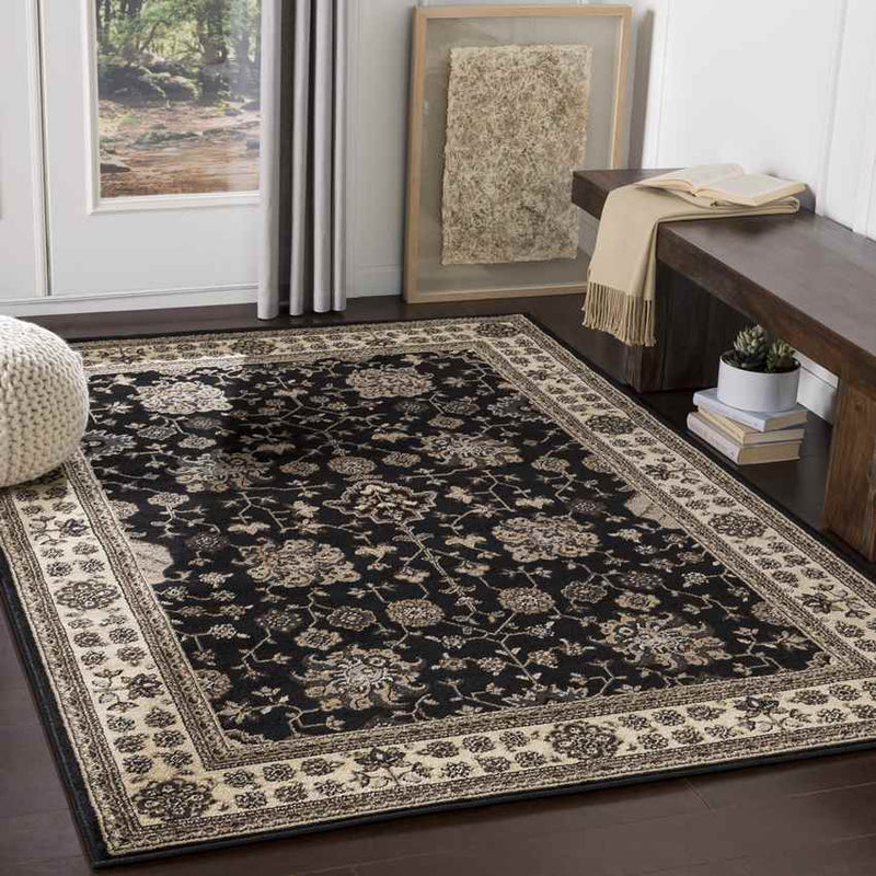 Lac Baker Traditional Black Area Rug