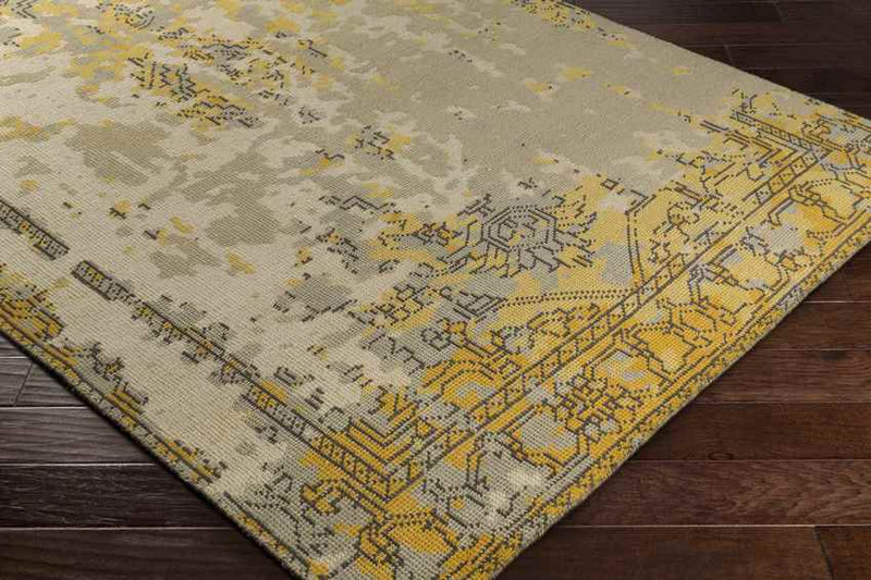 Barren Traditional Bright Yellow Area Rug