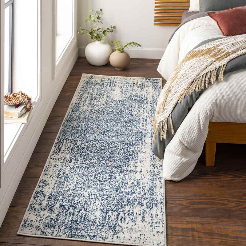 Bay Bulls Traditional Dark Blue Area Rug