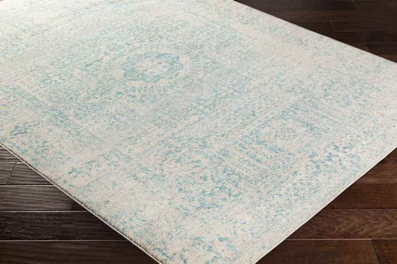 Bay Bulls Traditional Teal Area Rug