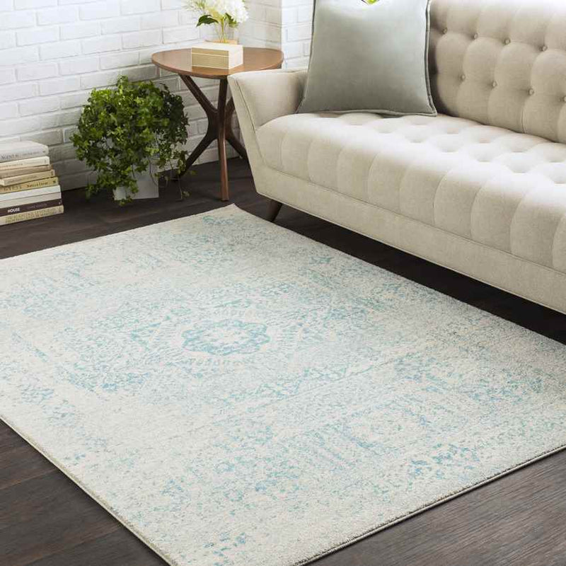 Bay Bulls Traditional Teal Area Rug