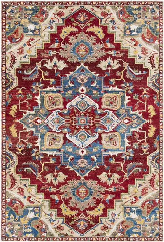 Macon Traditional Dark Red Area Rug