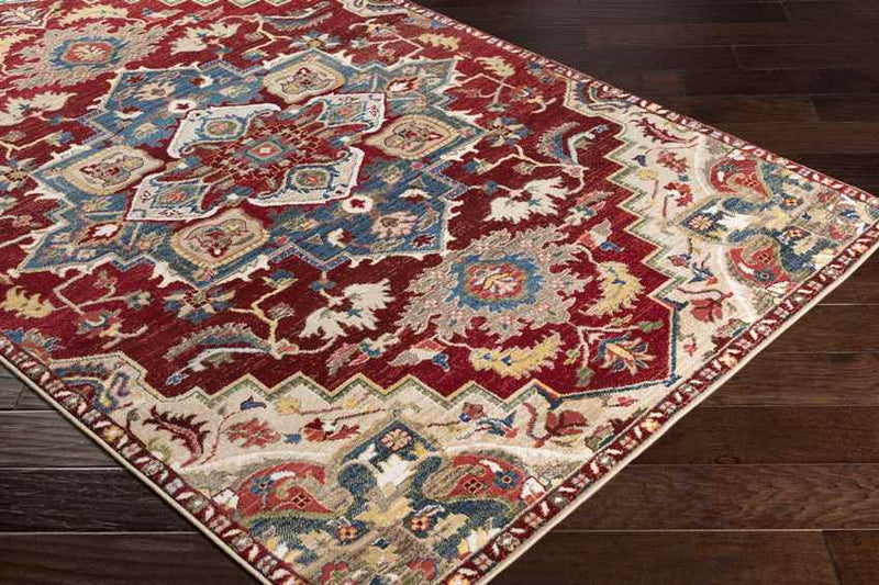 Macon Traditional Dark Red Area Rug