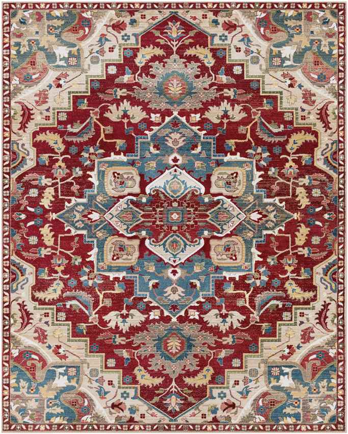 Macon Traditional Dark Red Area Rug