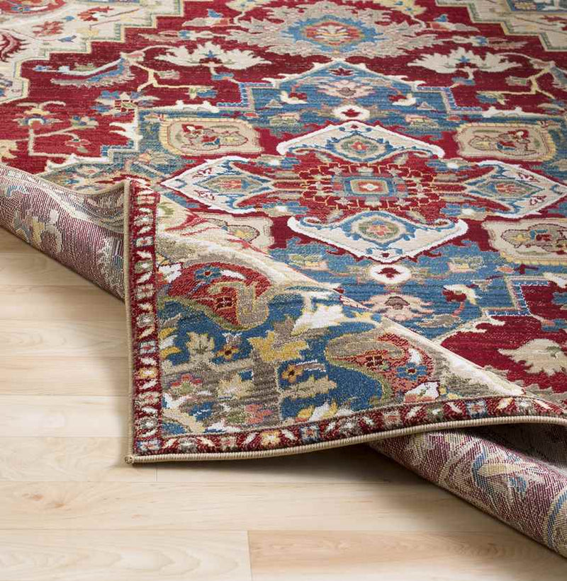 Macon Traditional Dark Red Area Rug