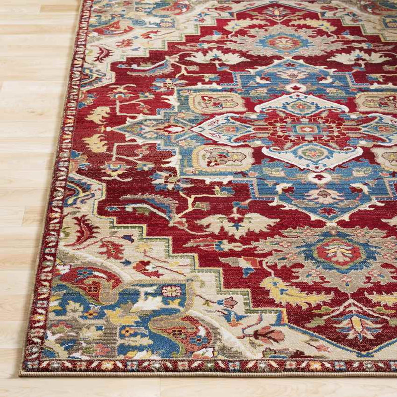 Macon Traditional Dark Red Area Rug