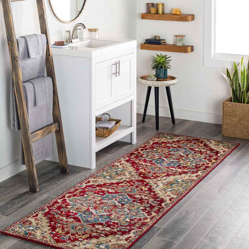 Macon Traditional Dark Red Area Rug