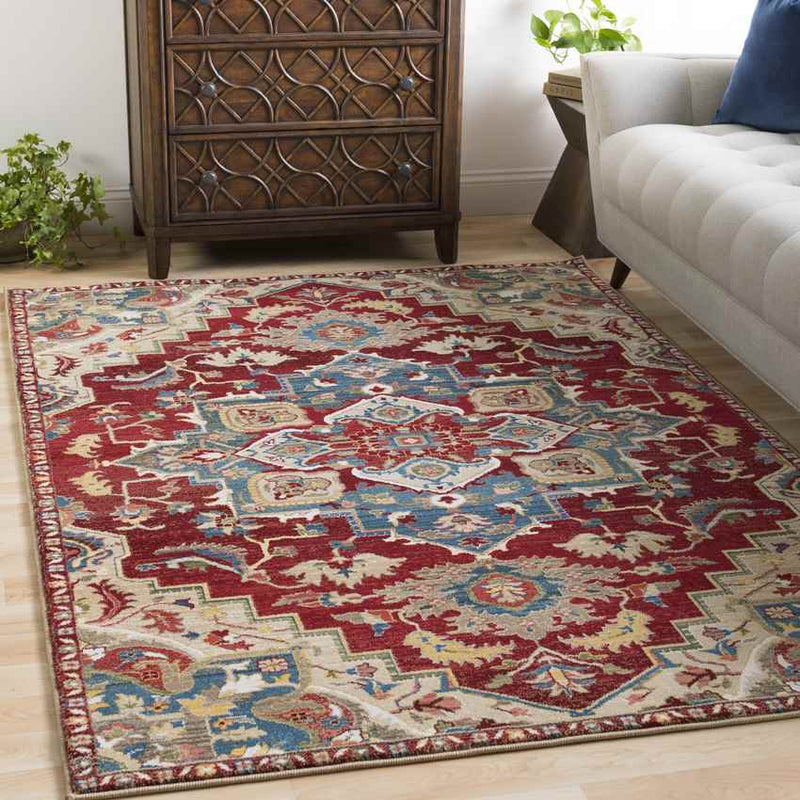 Macon Traditional Dark Red Area Rug