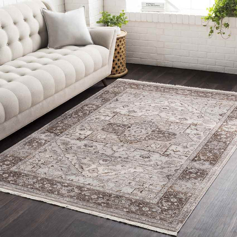 Tilt Cove Traditional Dark Brown Area Rug