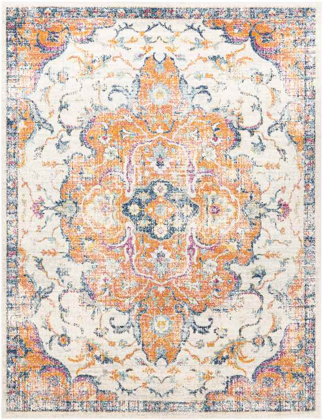 Toulouse Traditional Bright Orange Area Rug