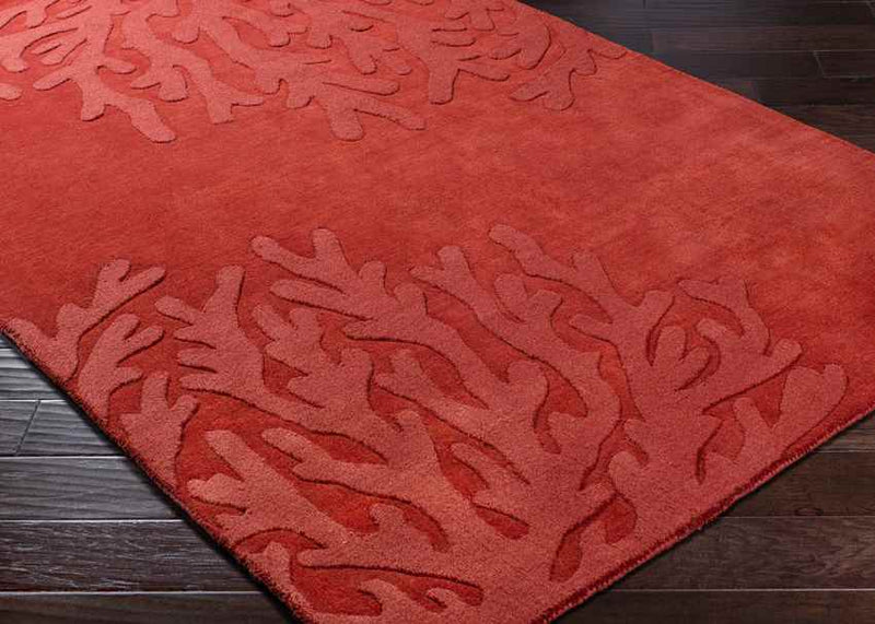 Lakeshore Coastal Dark Red Area Rug