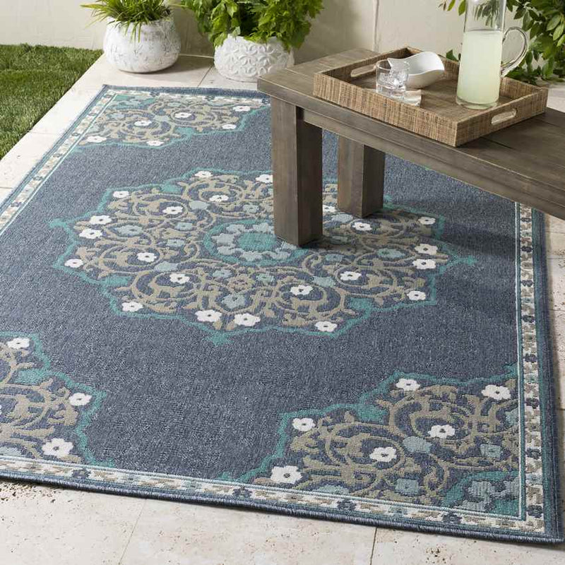 Balcarres Traditional Navy Area Rug