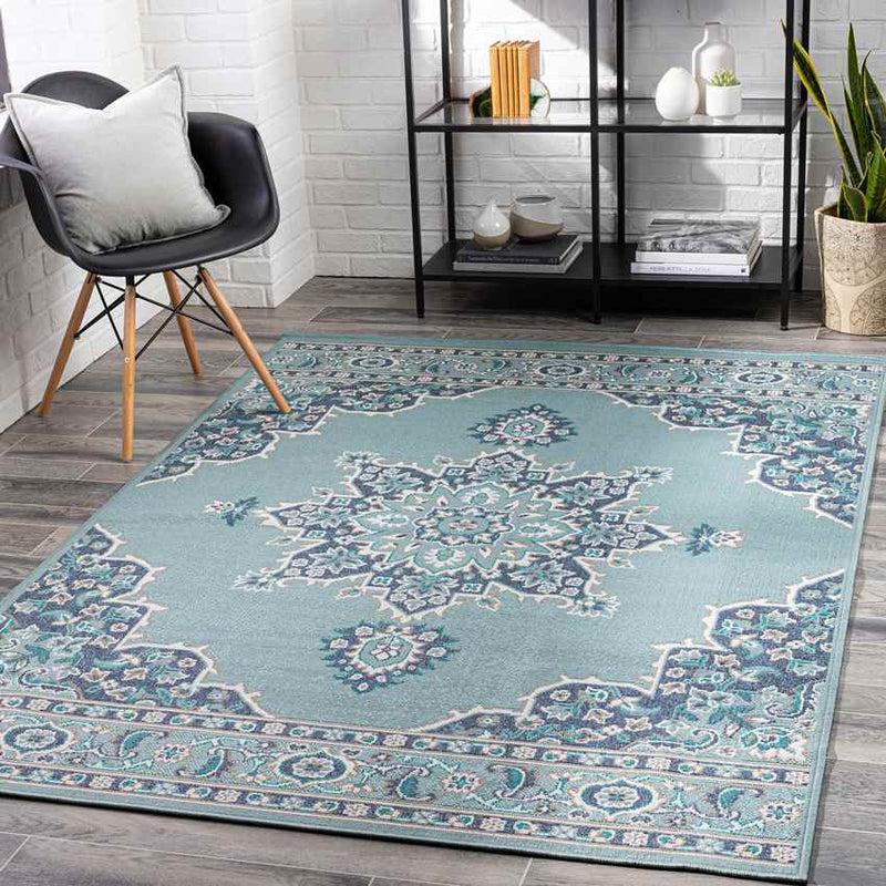 Lyla Traditional Aqua Area Rug