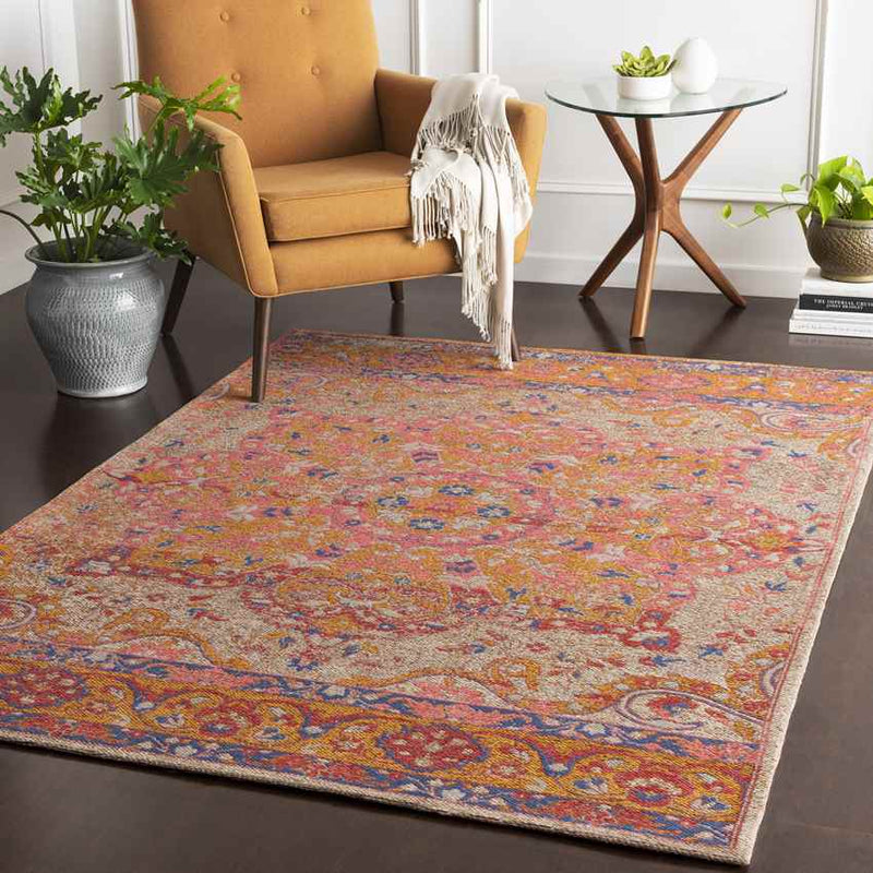 Kamsack Traditional Bright Pink Area Rug