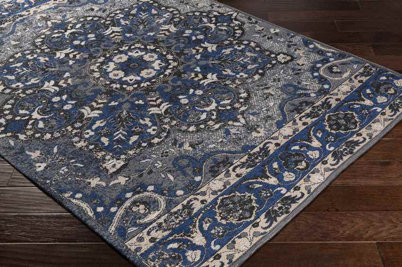 Kamsack Traditional Navy Area Rug