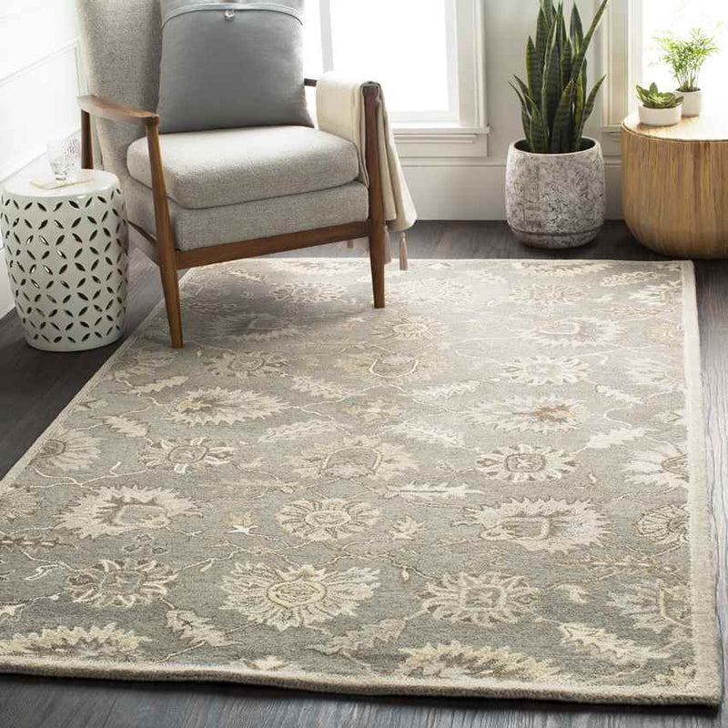 Kinistino Traditional Charcoal Area Rug