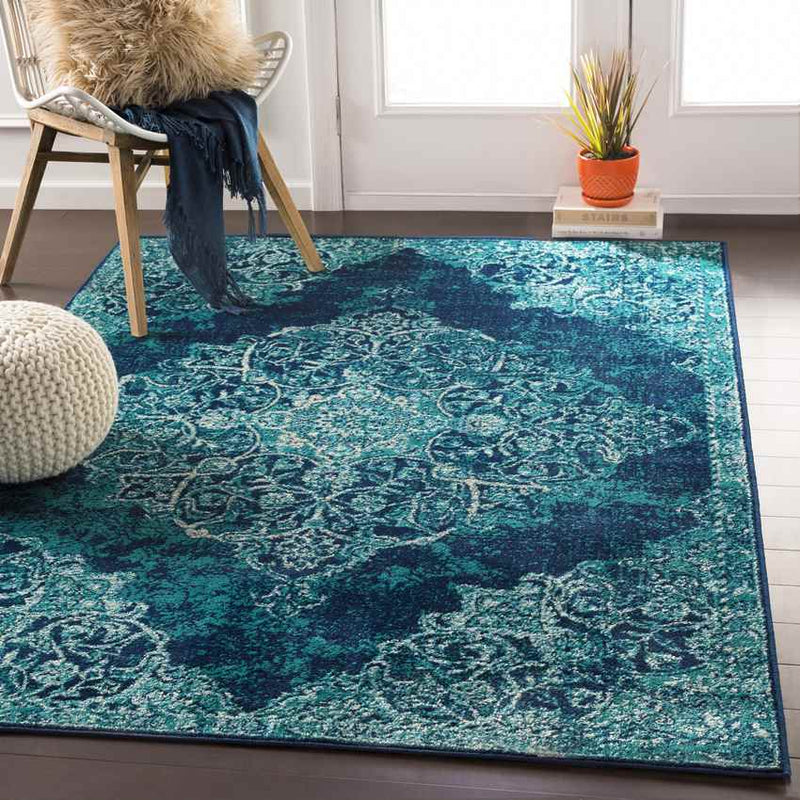 Radville Traditional Teal Area Rug