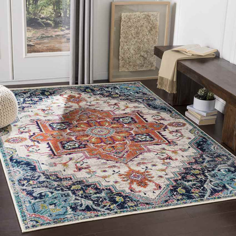 Metz Traditional Bright Orange Area Rug