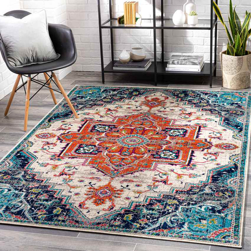 Metz Traditional Bright Orange Area Rug